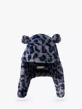 Small Stuff kids' leopard faux fur deerstalker hat in grey (British brand)