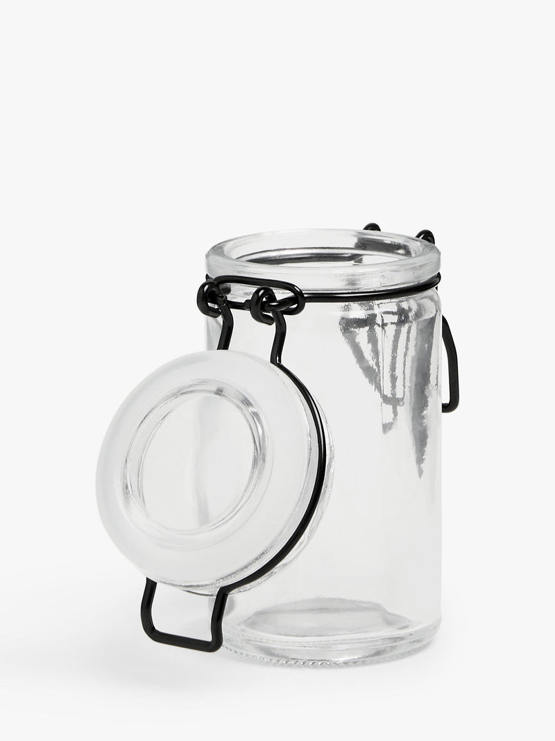 John Lewis glass clip-top jars, 70ml set, black/clear (British brand)