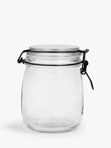 John Lewis John Lewis Clip-Top Glass Storage Jar, 750ml, Black/Clear- Buy online at McGrocer