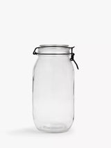 John Lewis John Lewis Clip-Top Glass Storage Jar, Black/Clear, 1.5L- Buy online at McGrocer