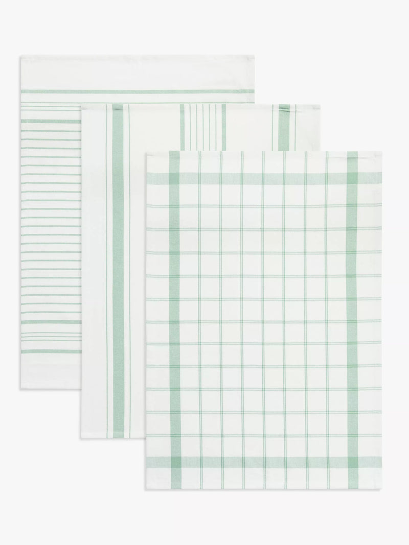 John Lewis Stripe & Check Tea Towels Pack of 3
