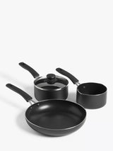 John Lewis John Lewis Aluminium Non-Stick Pan Set, 3 Piece, Black- Buy online at McGrocer