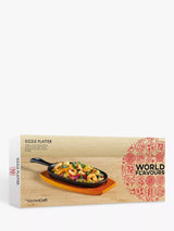 John Lewis Kitchen Craft World of Flavours Cast Iron Oriental Sizzler & Wood Platter, 33cm- Buy online at McGrocer