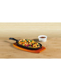 Kitchen Craft cast iron Oriental sizzler with wood platter 33cm (British brand)