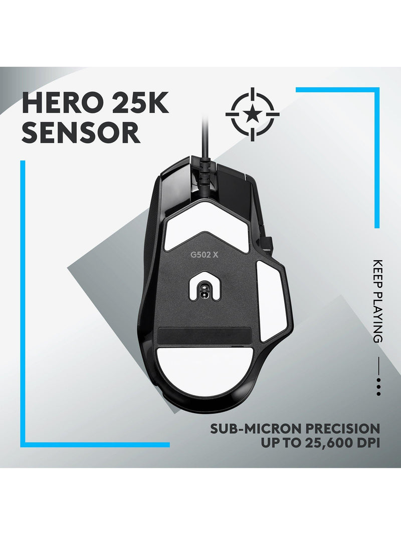 Logitech G502 X wired ergonomic gaming mouse - British product