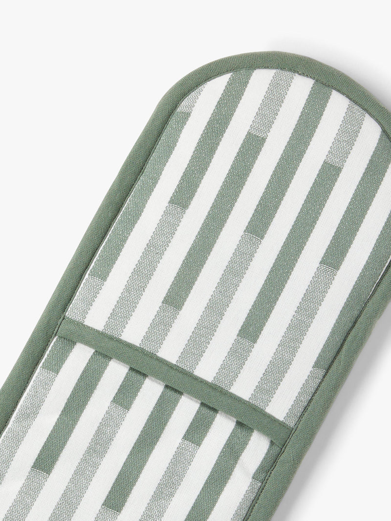 John Lewis double cotton oven glove in staggered stripe pattern, British brand