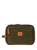 Bric's Life wash bag with suede effect synthetic material and leather finishes - British product