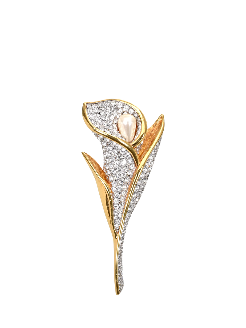 Eclectica pre-loved Swarovski crystal brooch with pearl, imported from the UK