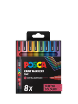 John Lewis POSCA PC3M Sparkling Ink Coloured Marker Pens, Pack of 8- Buy online at McGrocer