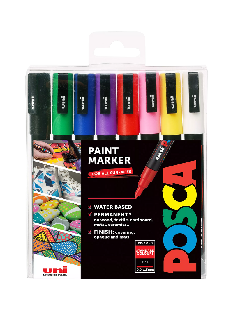 POSCA fine paint markers standard colours pack of 8, imported from the UK