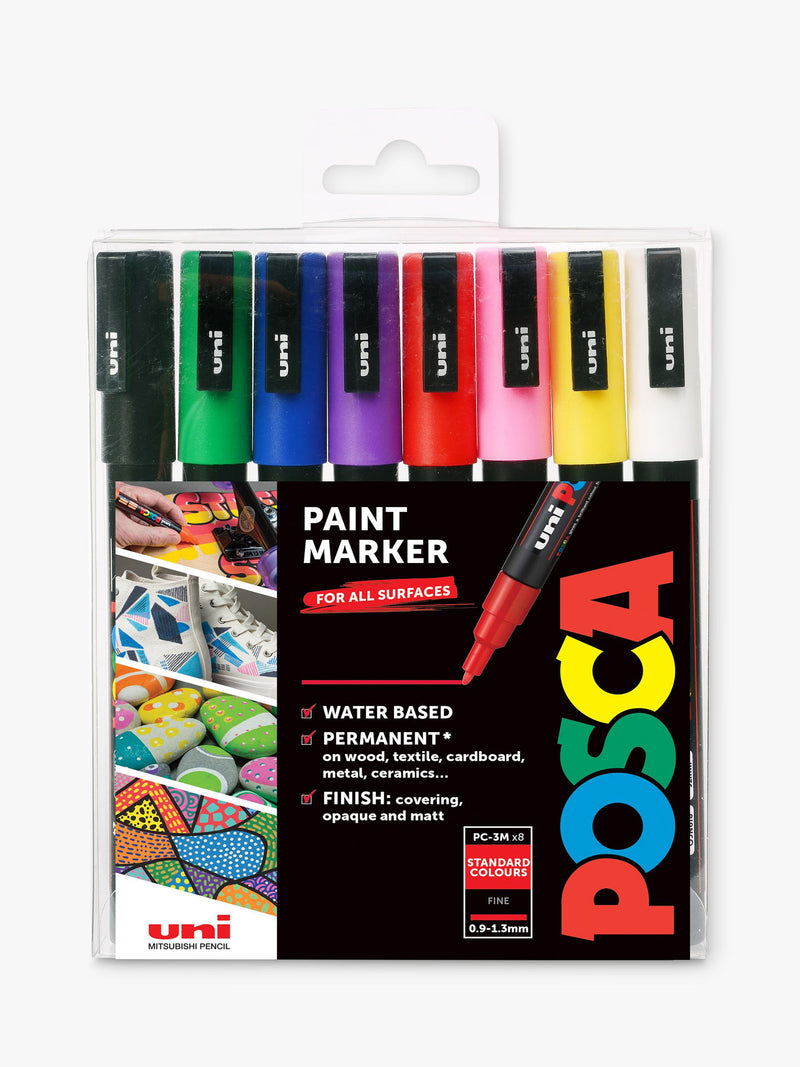 POSCA fine paint markers standard colours pack of 8, imported from the UK