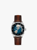 Hamilton men's automatic open heart watch with leather strap in brown and blue, UK version