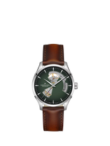 John Lewis Hamilton Jazzmaster Open Heart Automatic Men's Watch Brown Green 40mm- Buy online at McGrocer