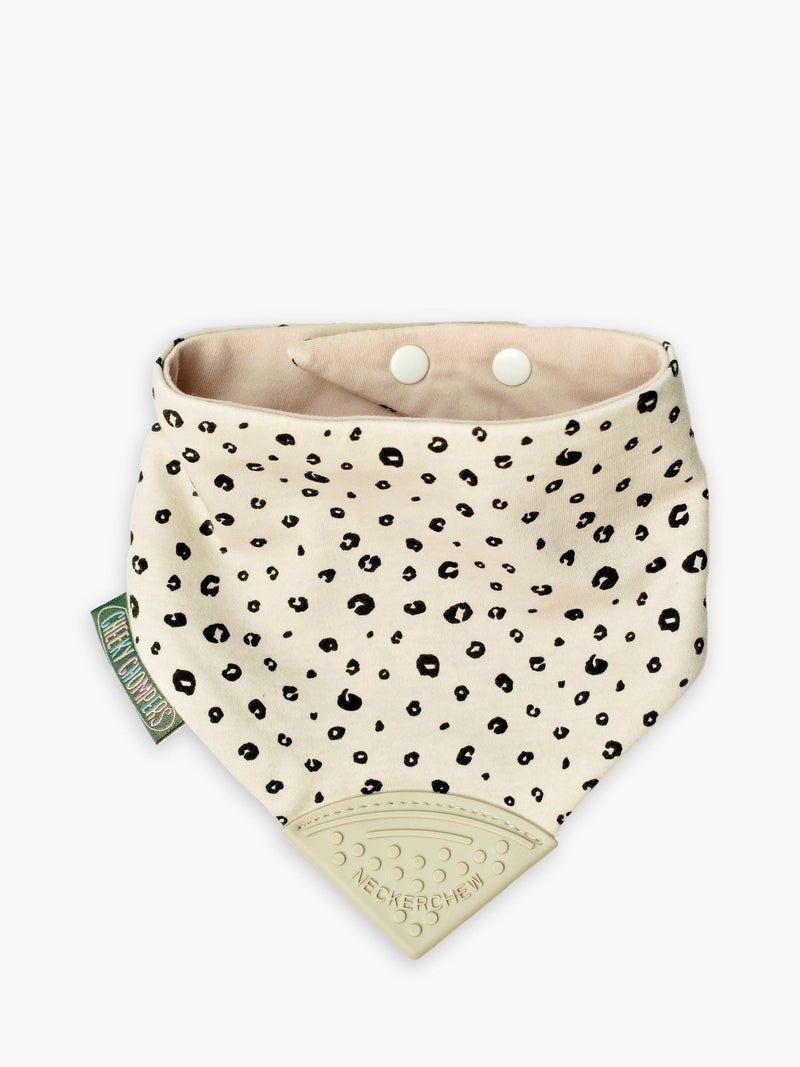 Cheeky Chompers teething dribble bib in leopard spot - British product