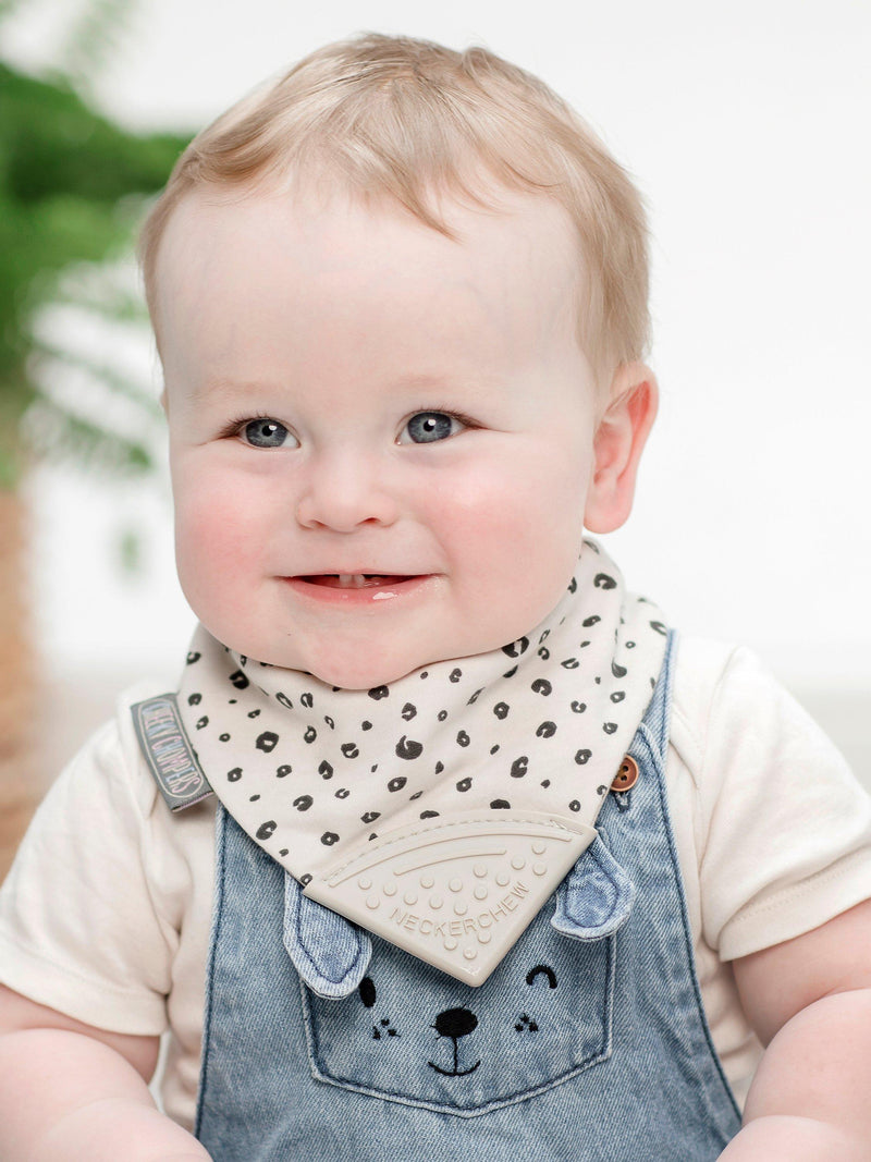 Cheeky Chompers teething dribble bib in leopard spot - British product