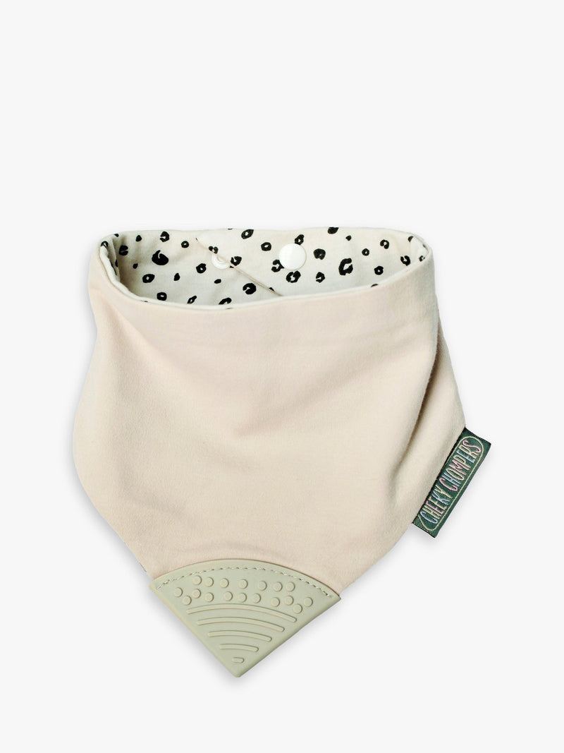Cheeky Chompers teething dribble bib in leopard spot - British product