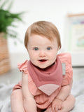 Cheeky Chompers Neckerchew baby teething dribble bib in Rainbow Rose - British product
