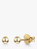 Jools by Jenny Brown Gold Plated Ball Stud Earrings, Yellow Gold, 3mm