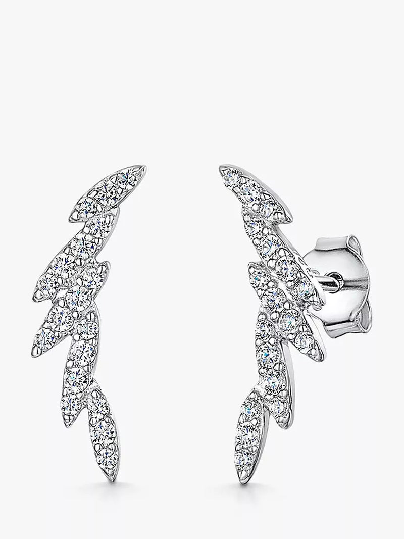 Jools by Jenny Brown cubic zirconia climber stud earrings silver, imported from the UK