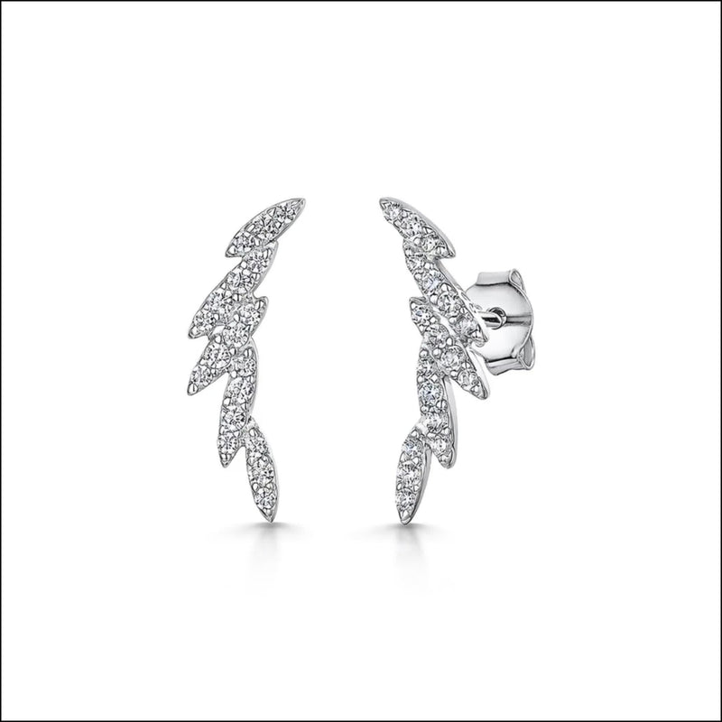 Jools by Jenny Brown cubic zirconia climber stud earrings silver, imported from the UK