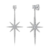Jools cubic zirconia north star long drop earrings silver H4.6cm imported from the UK