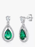 Jools teardrop cubic zirconia silver green drop earrings, imported from the UK