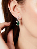 Jools teardrop cubic zirconia silver green drop earrings, imported from the UK