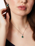 Jools teardrop cubic zirconia silver green drop earrings, imported from the UK