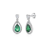 Jools teardrop cubic zirconia silver green drop earrings, imported from the UK
