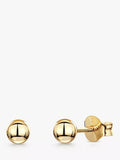 Jools by Jenny Brown Gold Plated Ball Stud Earrings, Yellow Gold, 4mm
