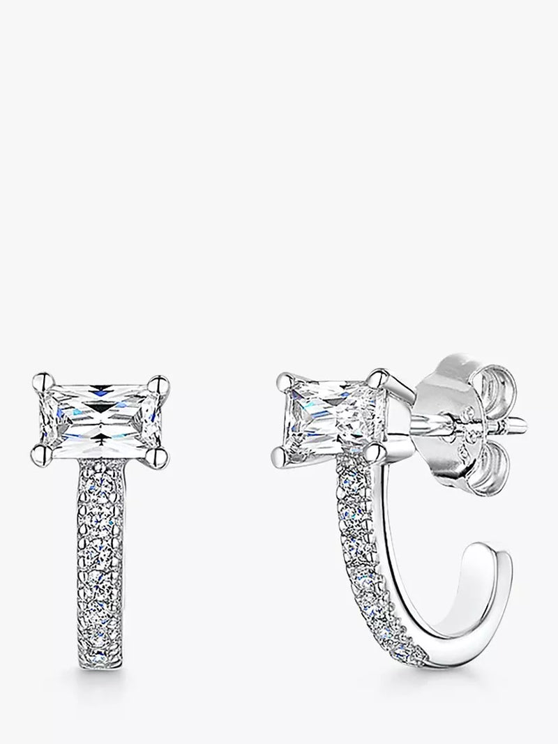 Jools by Jenny Brown princess cut huggie hoop earrings silver, UK version