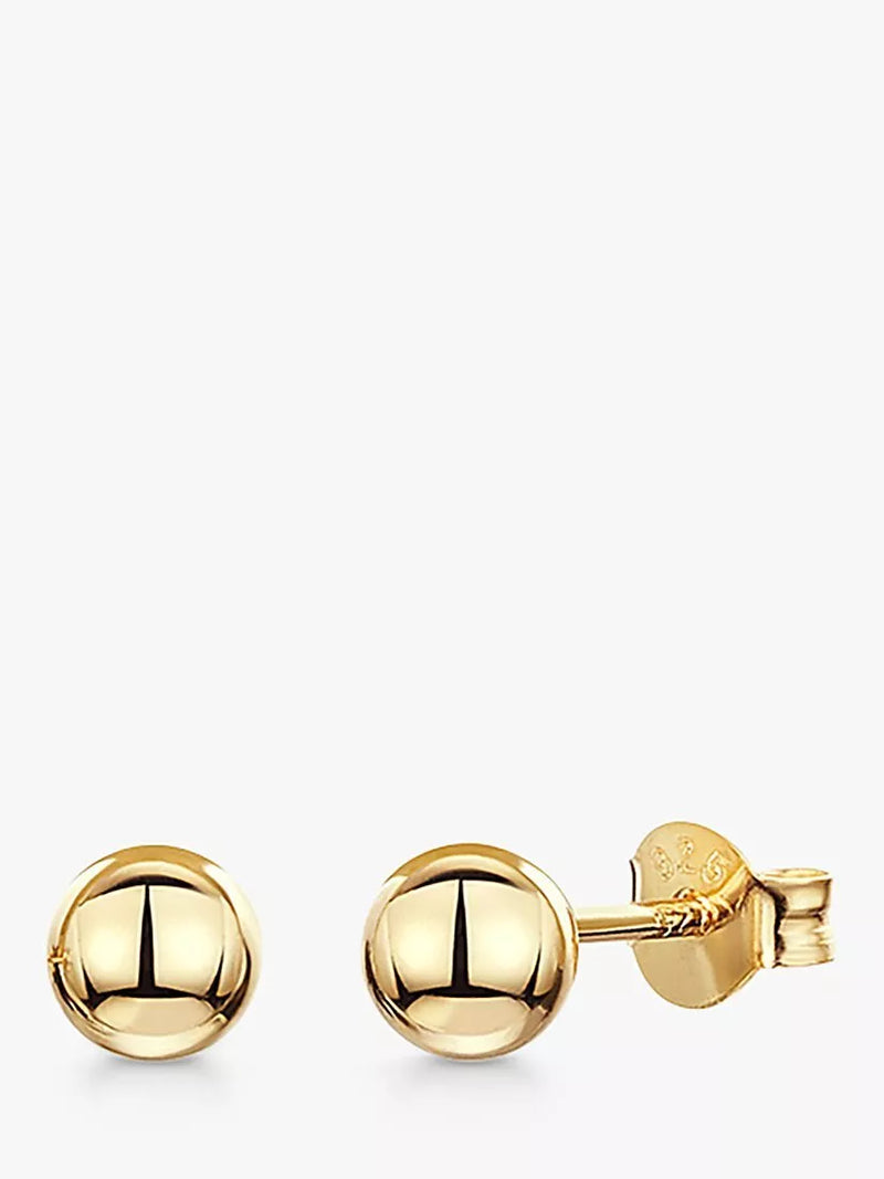 Jools by Jenny Brown Gold Plated Ball Stud Earrings, Yellow Gold, 5mm