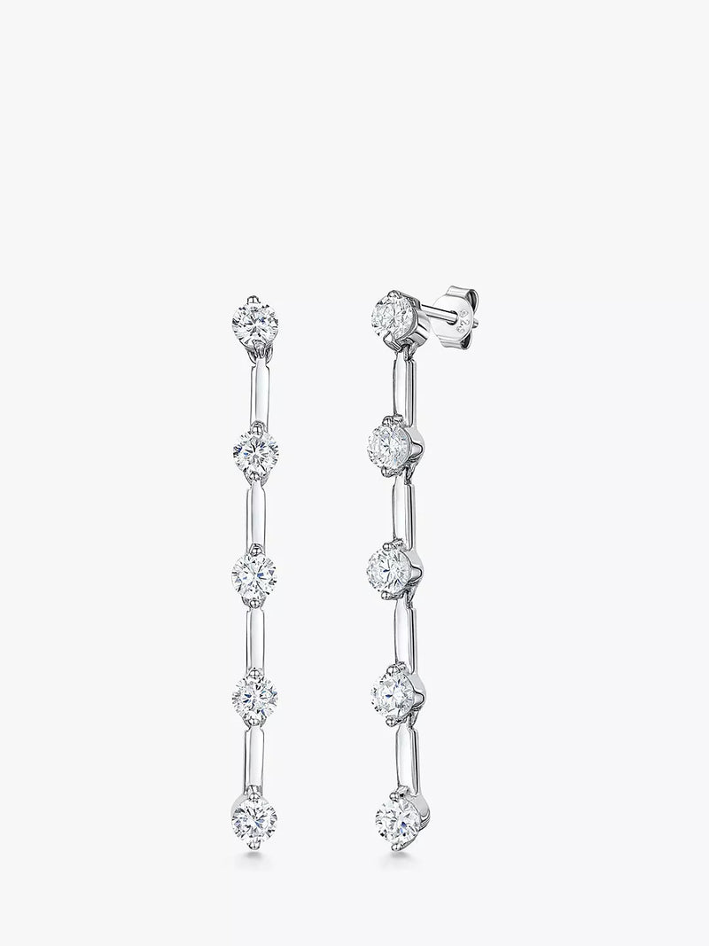 Jools by Jenny Brown silver drop earrings with cubic zirconia, UK version