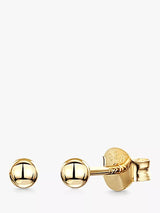 John Lewis Jools by Jenny Brown Gold Plated Ball Stud Earrings Yellow Gold 2mm- Buy online at McGrocer