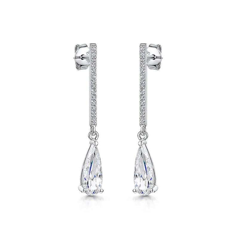 Jools by Jenny Brown pear cubic zirconia drop earrings in silver - British product