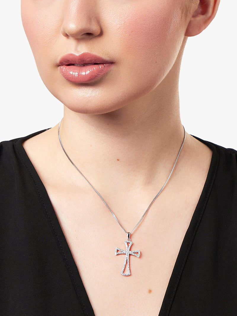 Jools by Jenny Brown cubic zirconia pave open cross pendant - British product