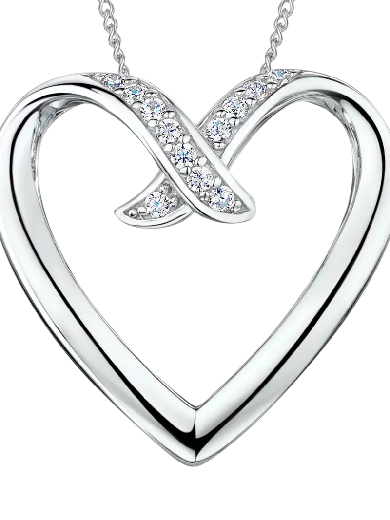 Jools cubic zirconia open heart pendant silver, imported from the UK