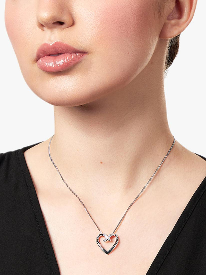 Jools cubic zirconia open heart pendant silver, imported from the UK