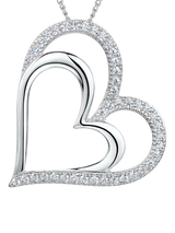 John Lewis Jools by Jenny Brown Cubic Zirconia Double Heart Pendant Necklace, Silver- Buy online at McGrocer