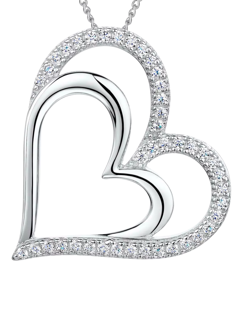 Jools by Jenny Brown double heart pendant necklace silver 41-45cm (British brand)
