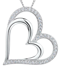 Jools by Jenny Brown double heart pendant necklace silver 41-45cm (British brand)