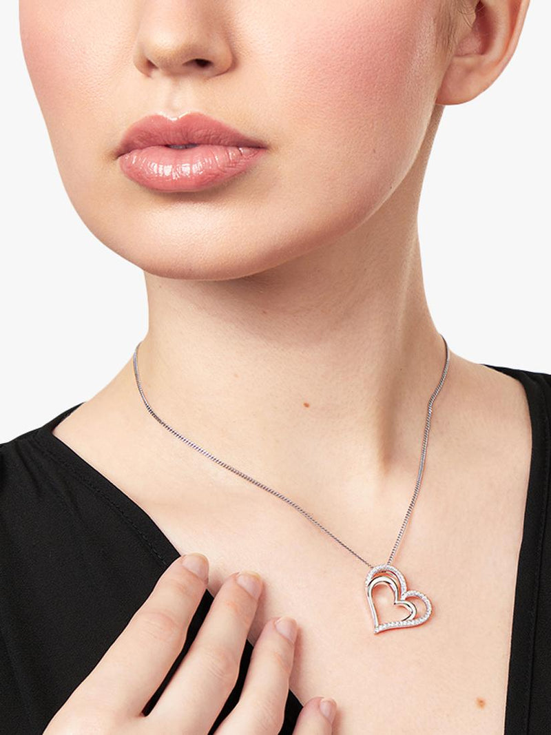 Jools by Jenny Brown double heart pendant necklace silver 41-45cm (British brand)