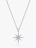 Jools North Star pendant necklace in rhodium plated silver - British product