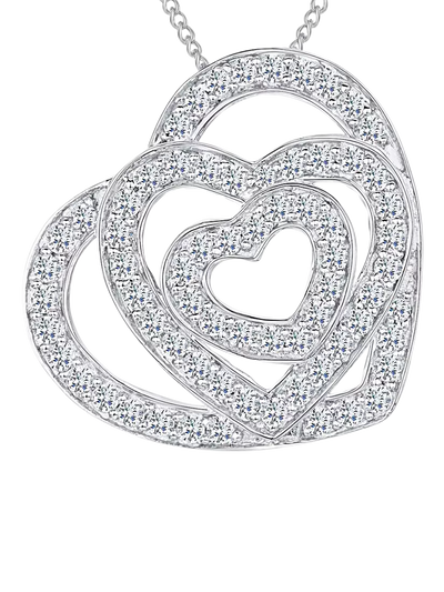 John Lewis Jools by Jenny Brown Triple Heart Cubic Zirconia Pendant Necklace Silver- Buy online at McGrocer