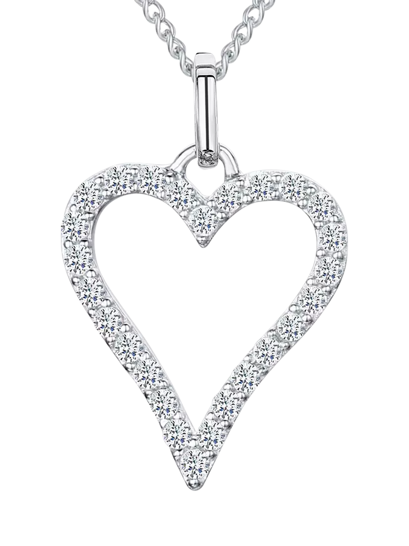 Jools by Jenny Brown cubic zirconia heart pendant necklace 41-45cm (British brand)
