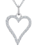 Jools by Jenny Brown cubic zirconia heart pendant necklace 41-45cm (British brand)