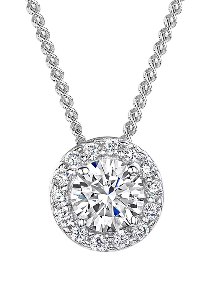 Jools by Jenny Brown cubic zirconia halo pendant silver, UK version