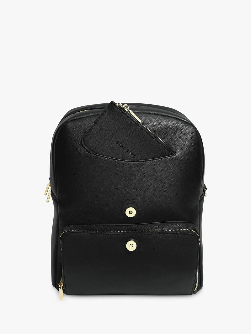 Stackers laptop backpack with faux leather exterior and multiple pockets (British brand)