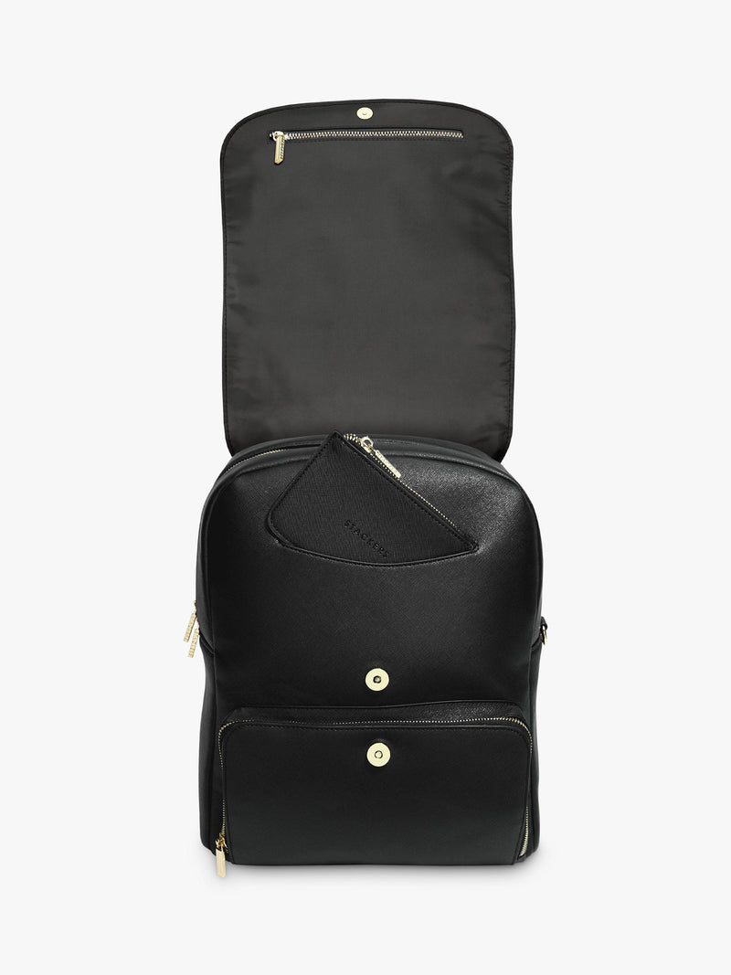 Stackers laptop backpack with faux leather exterior and multiple pockets (British brand)