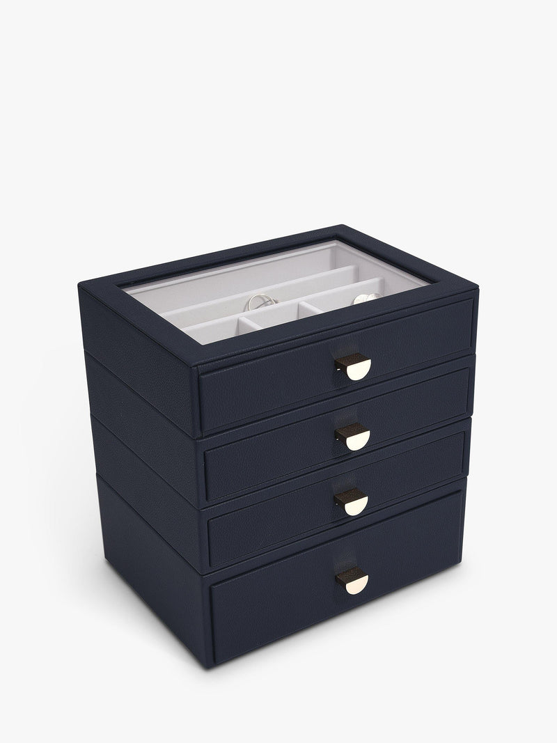 Stackers glass lid 4 drawer jewellery box - British product